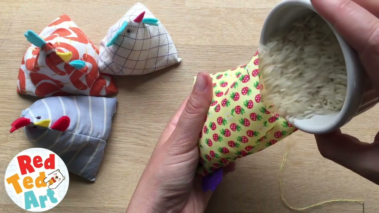 Chicken Bean Bag - a simple sewing project using fat quarters or recycled fabrics