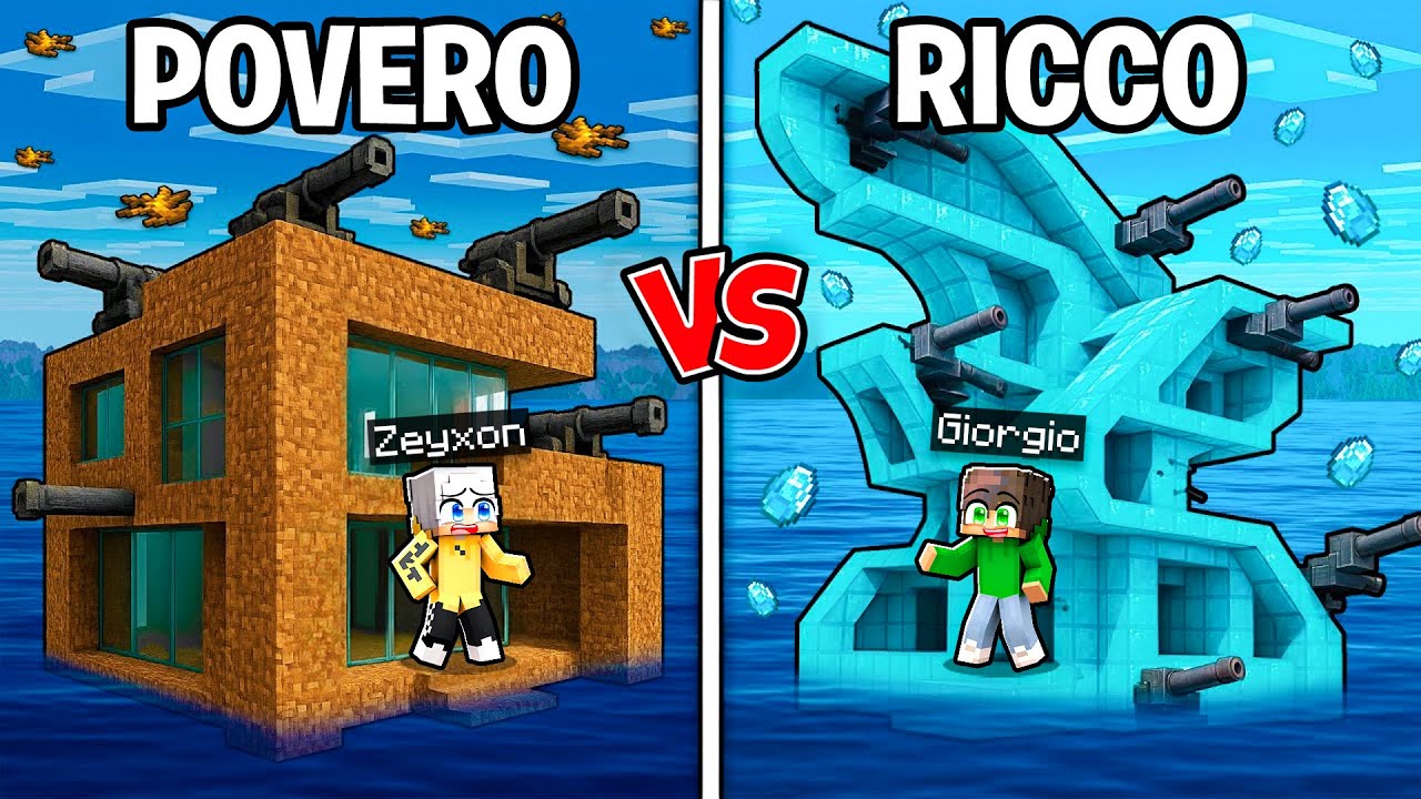 CASA SUL MARE RICCA di GIORGIO contro CASA POVERA di ZEYXON in Minecraft