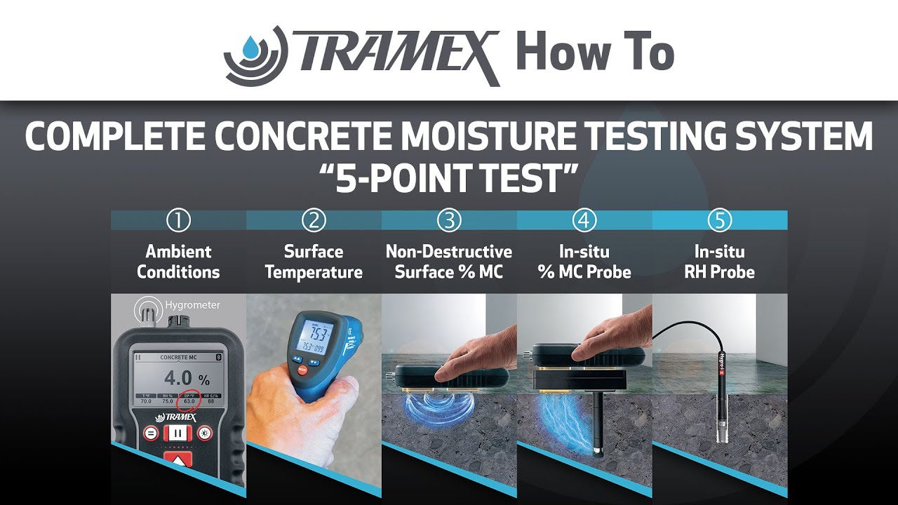 How to test concrete for moisture: Complete Concrete Moisture Test System - "5 Point Test"