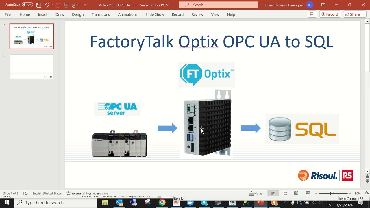FactoryTalk Optix OPC UA to SQL converter