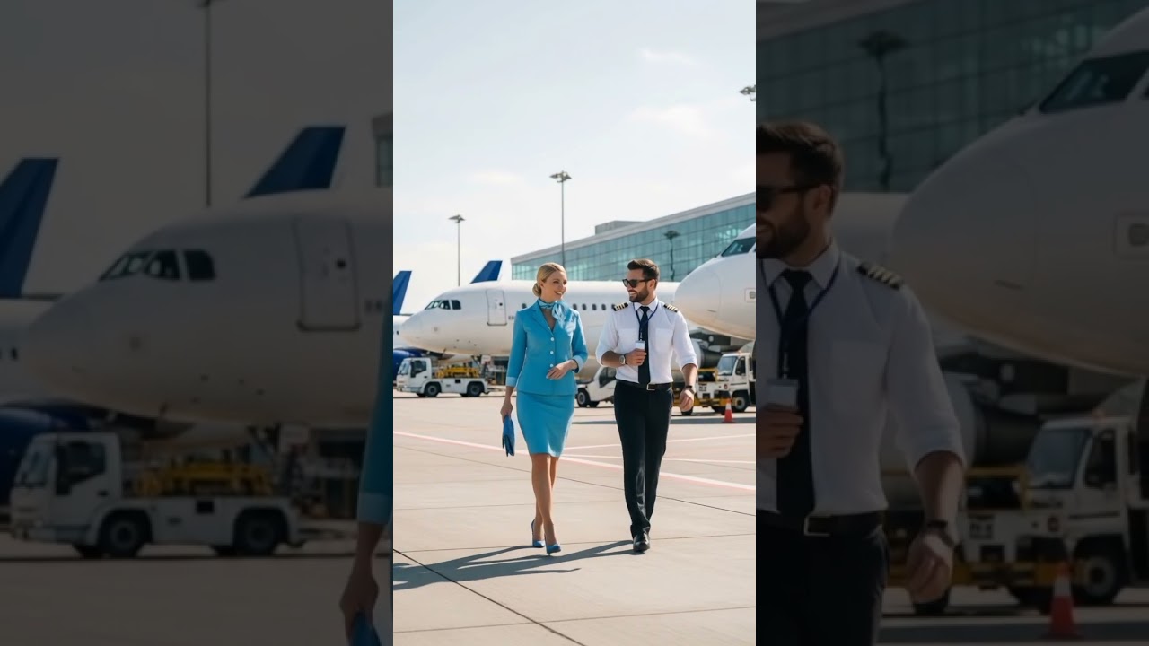 ✨ Air Lady Jet & Captain Walking Together | Romantic Aviation Lifestyle Near Aircraft Parking&hearts;️🌹