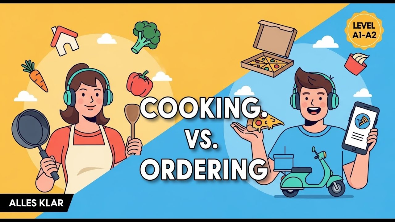 Cooking at Home or Ordering Food? 🍳🍕 | Easy German Discussion A1–A2 Pros & Cons