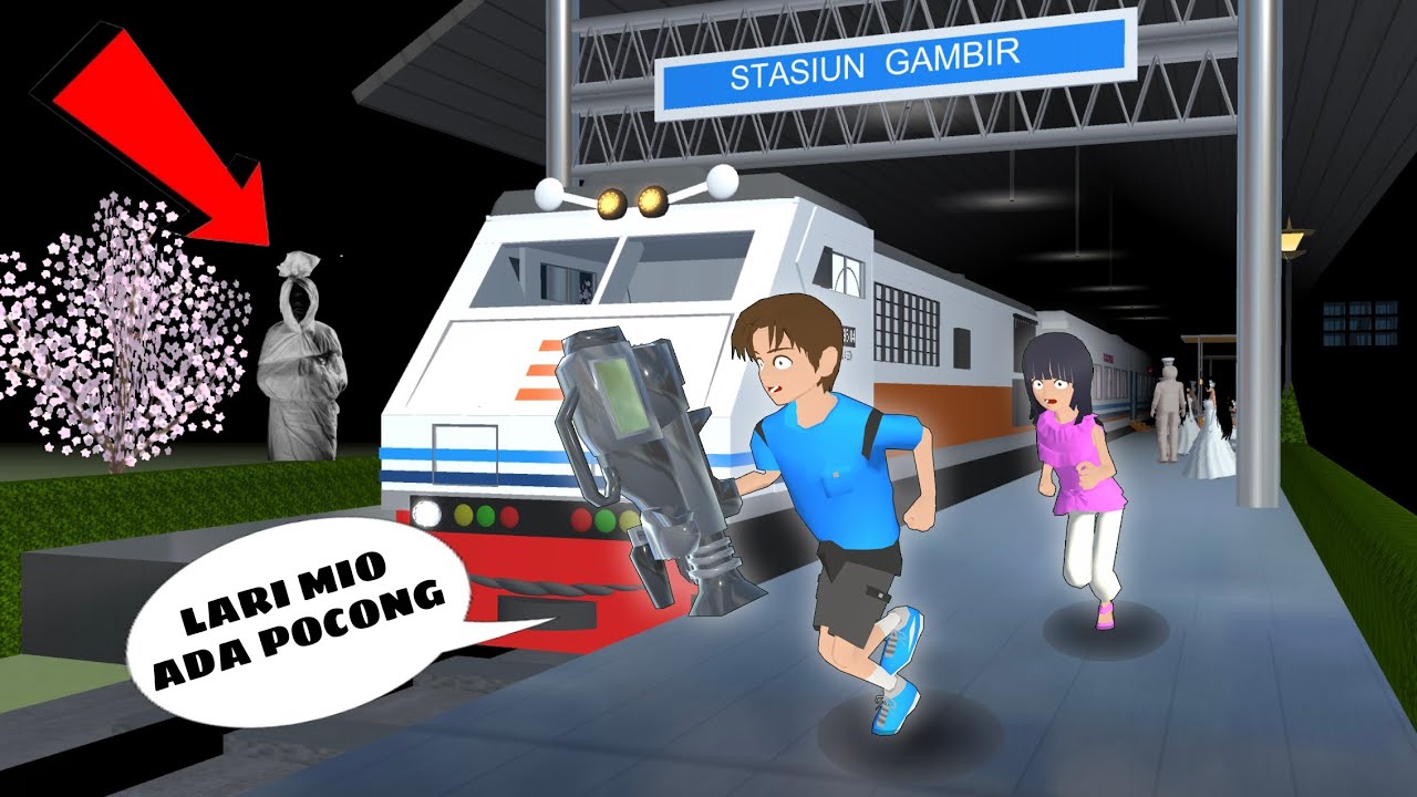 Yuta Dan Mio Explore Stasiun Kereta Berhantu Malam Jumat Keliwon || Sakura School Simulator