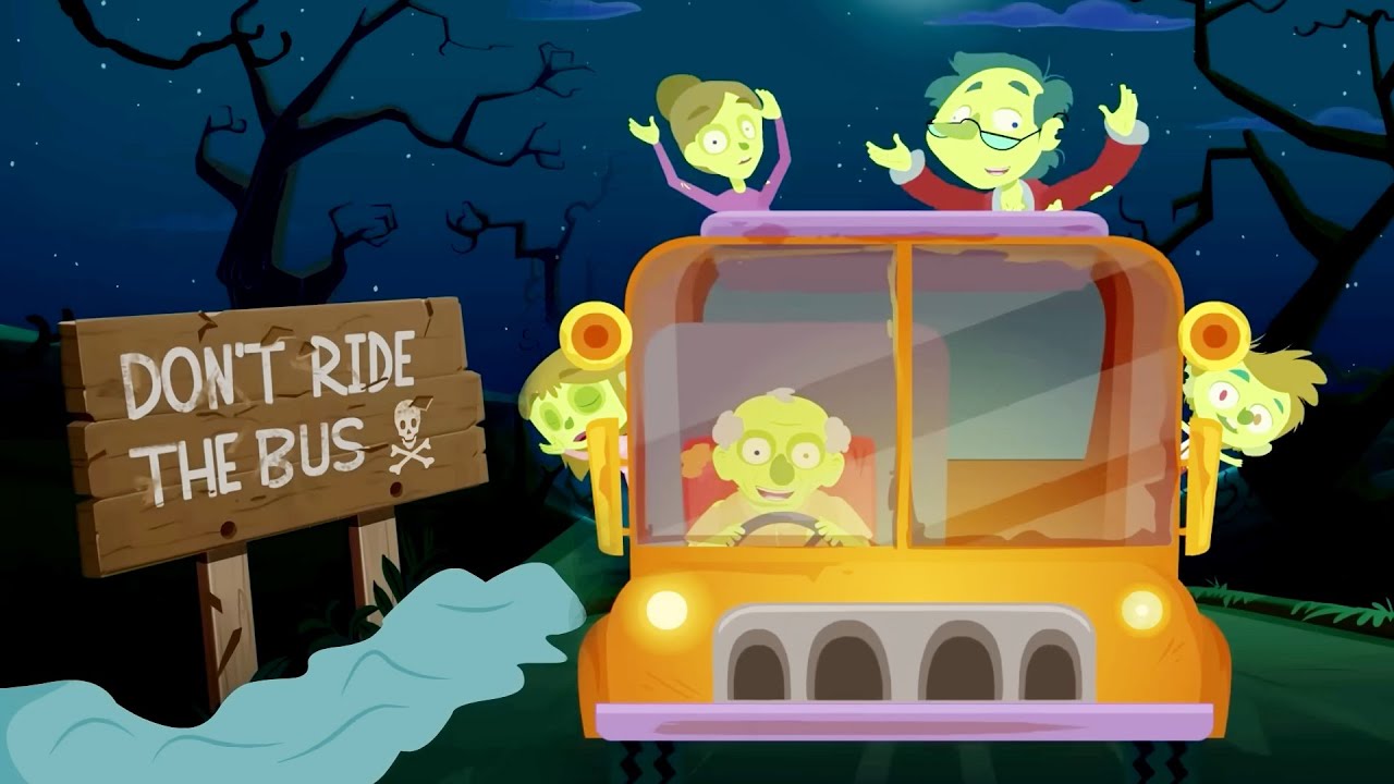 5 Spooky Zombies Riding on Haunted Bus! 🧟‍♂️  | Spooky Nursery Rhymes | ABC Learning Club