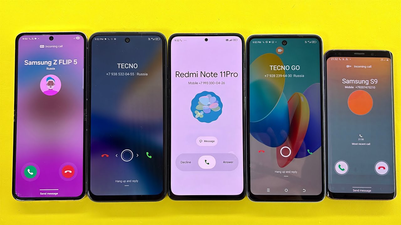 Madness Incoming Call Samsung Z Flip 5 + TECNO Go24+ TECNO Spark + Xiaomi Redmi N11 + Samsung S9 