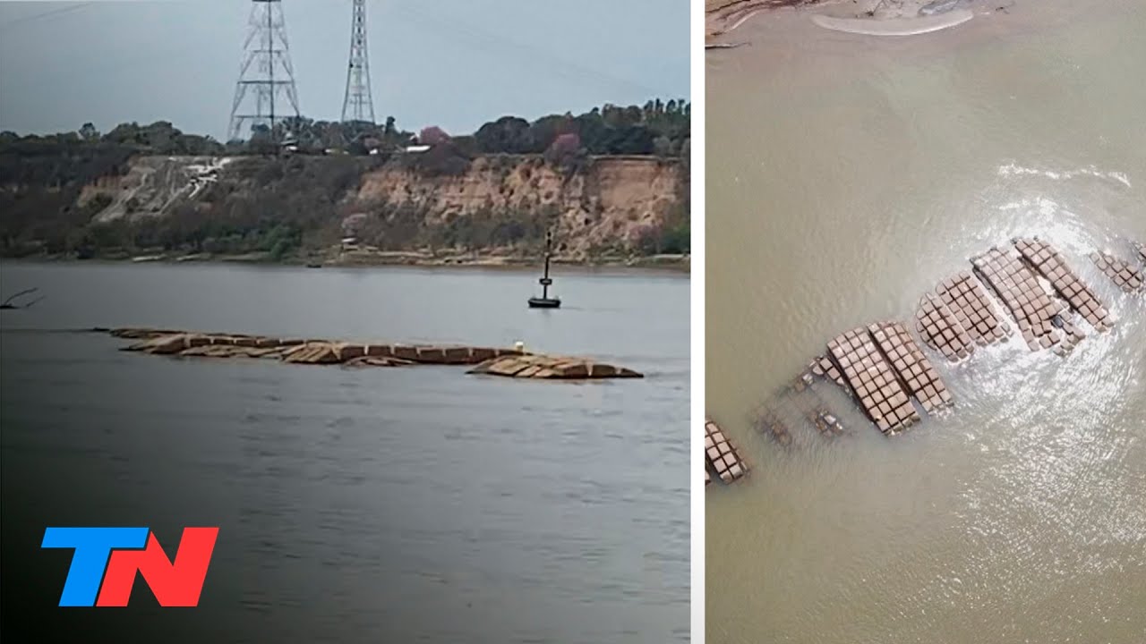 Por la bajante del Río Paraná, volvió a aparecer la malla protectora del túnel subfluvial