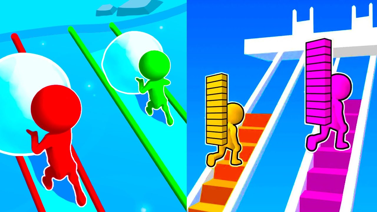 Snow Race 3D vs Bridge Race ⭐️🏅😈⭐️ Hard Levels Challenge Walkthrough Gameplay Ep65