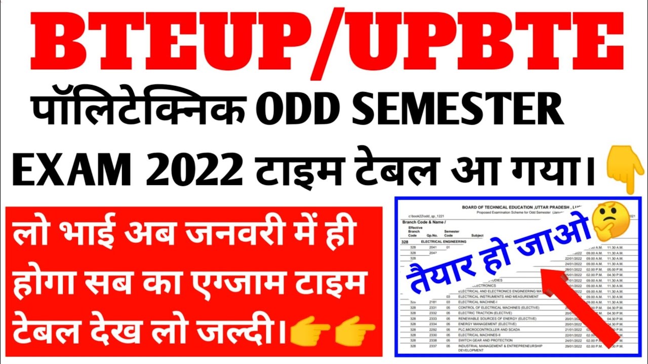 Polytechnic Odd Semester Examination 2022 Time Table Released/Bteup Odd Semester Exam Time Table2022