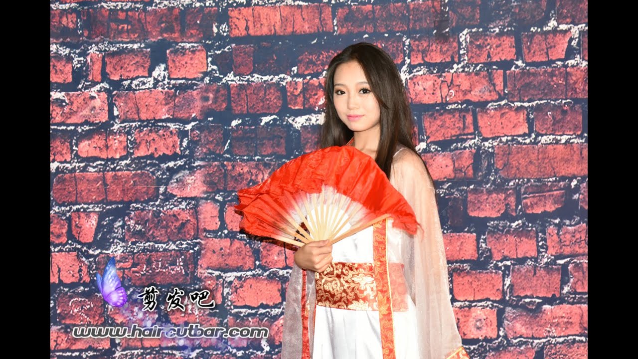 AC-EXH-V014 Lovely big eye model with Chinese ancient dress gets extreme short cut