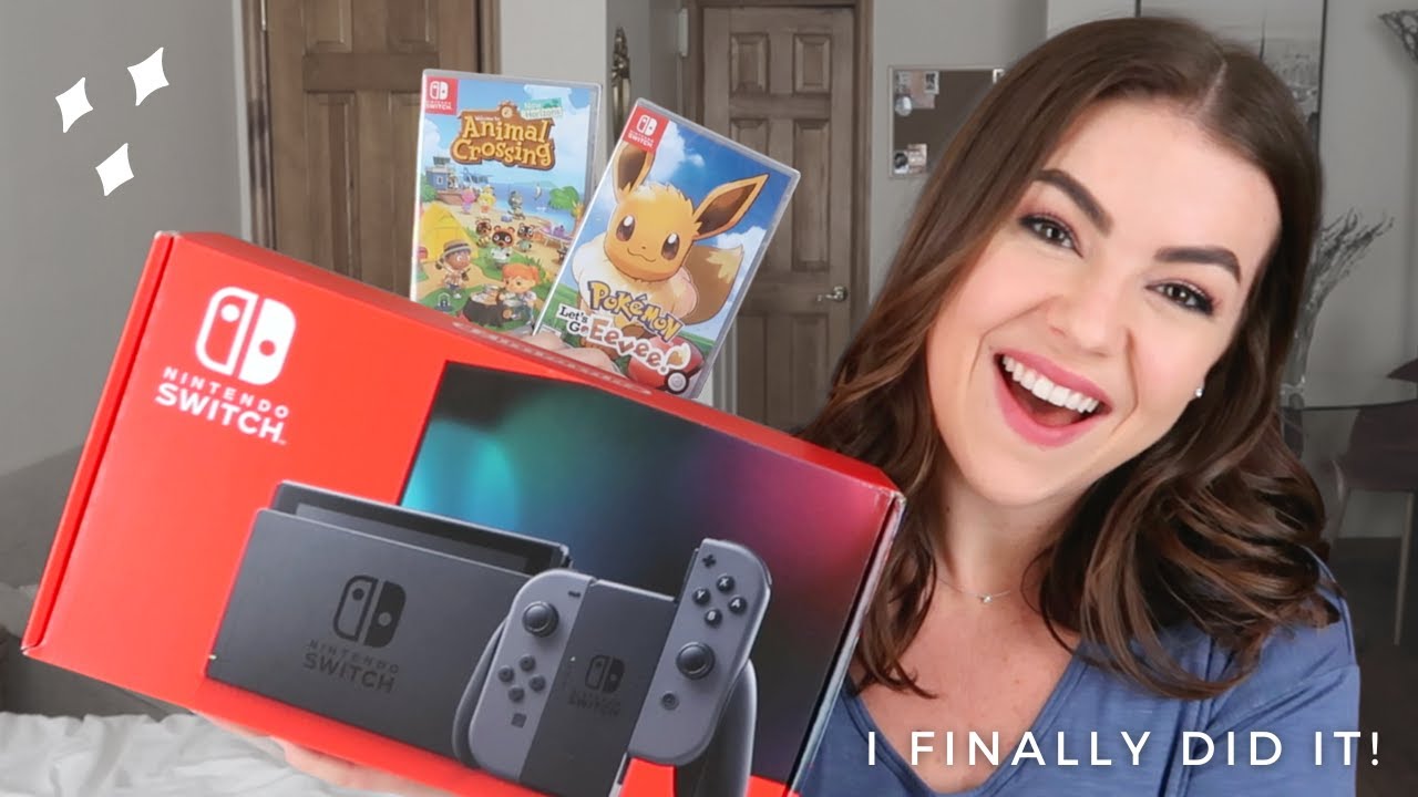NINTENDO SWITCH UNBOXING & playing animal crossing for the first time!