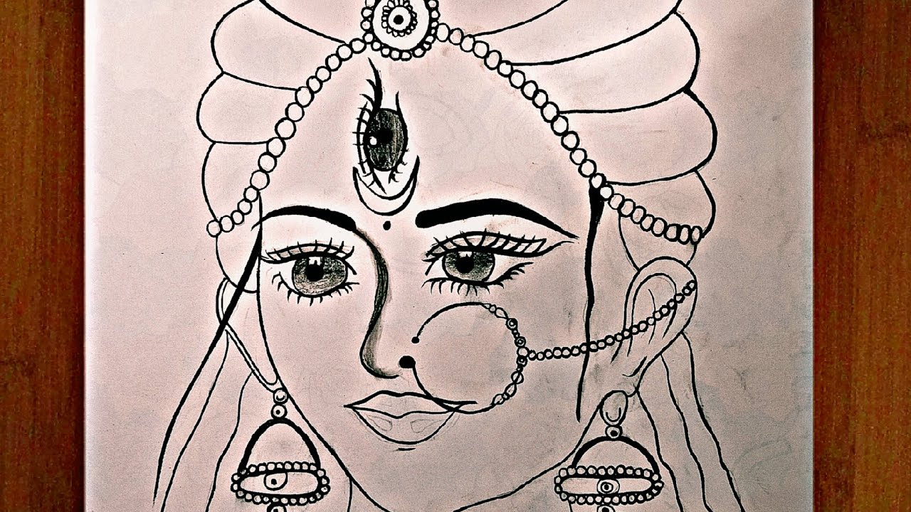 Easy Durga Maa Pencil Sketch | Step by Step Drawing Tutorial