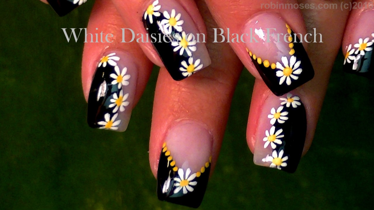 Daisy Nails | Black and White Dotticure Nail Art Design Tutorial