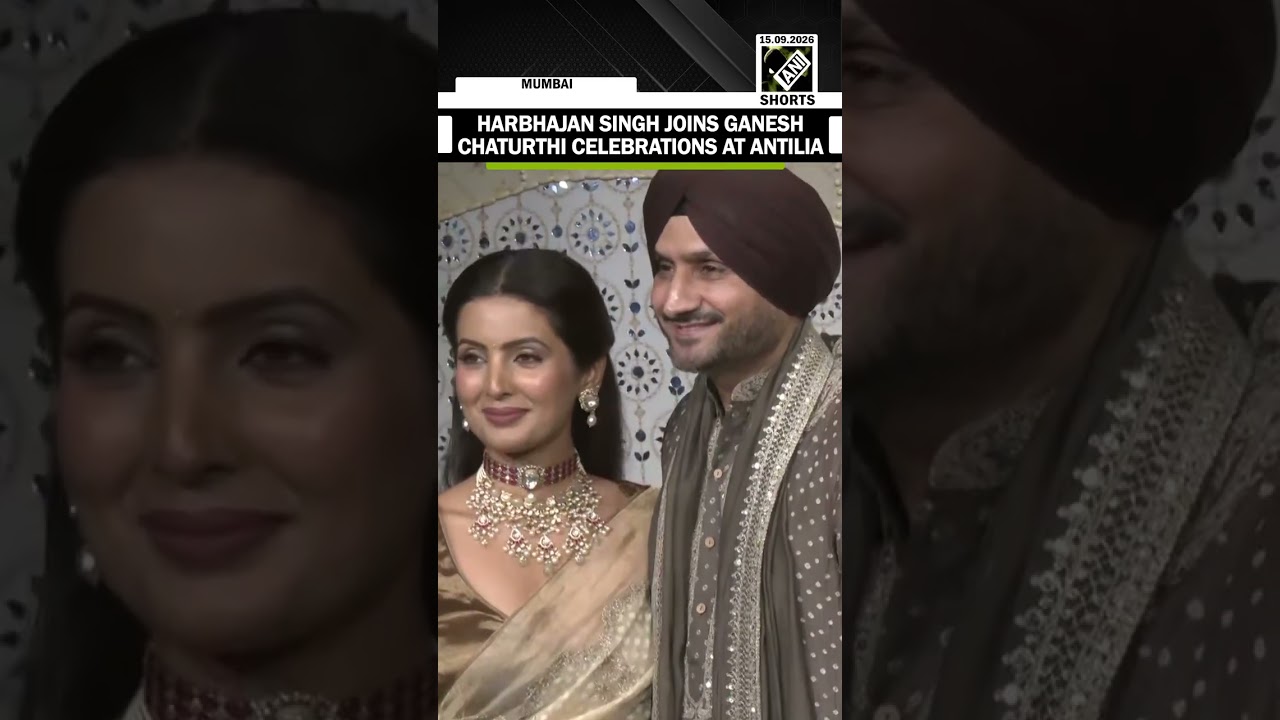 Rajya Sabha MP Harbhajan Singh reaches Ambani&rsquo;s residence for Ganesh Chaturthi celebrations