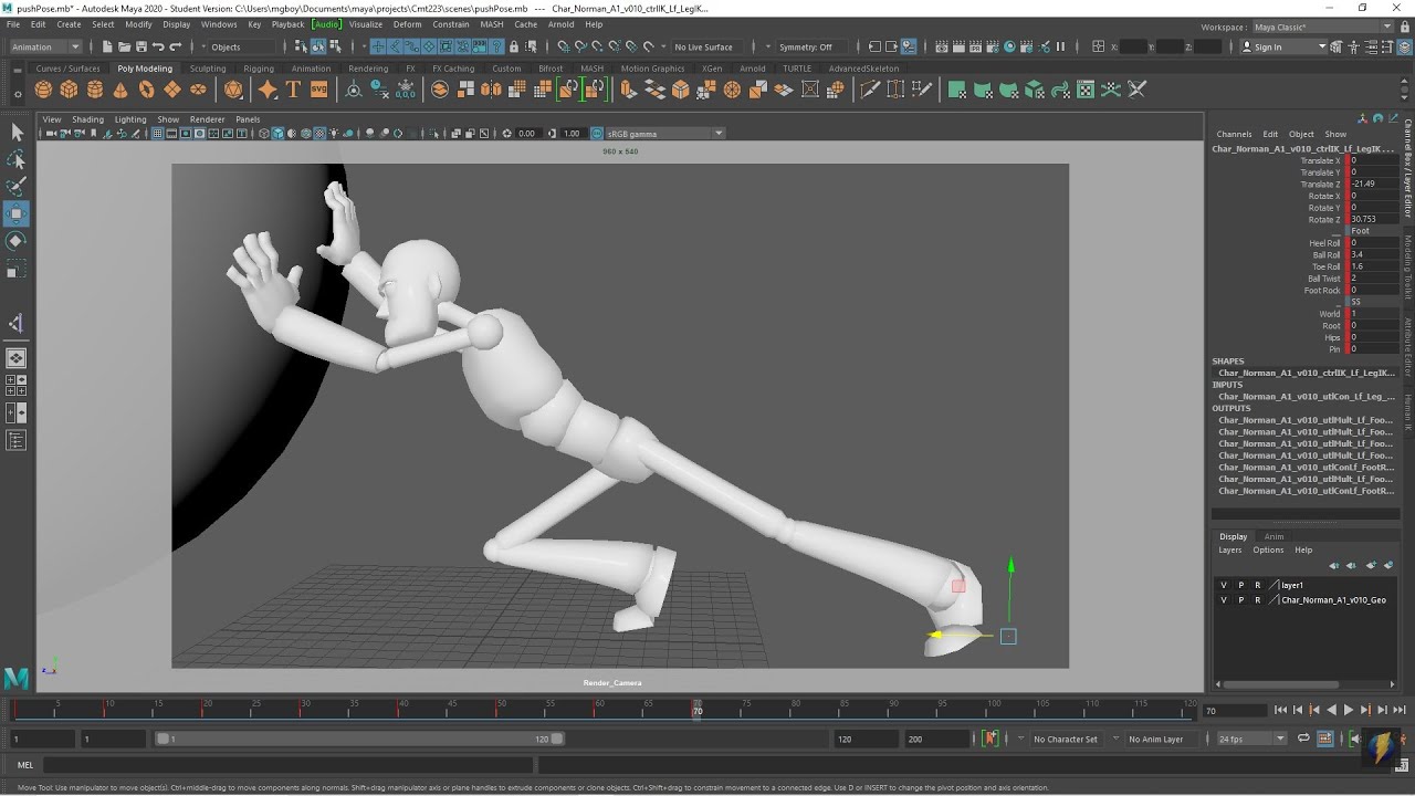 Maya Animation Posing a character part 2