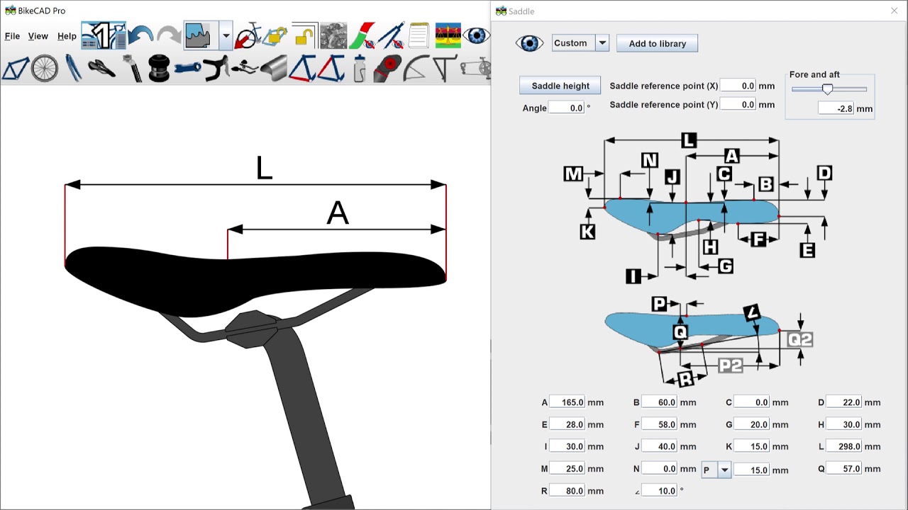 Saddle dimensions in BikeCAD