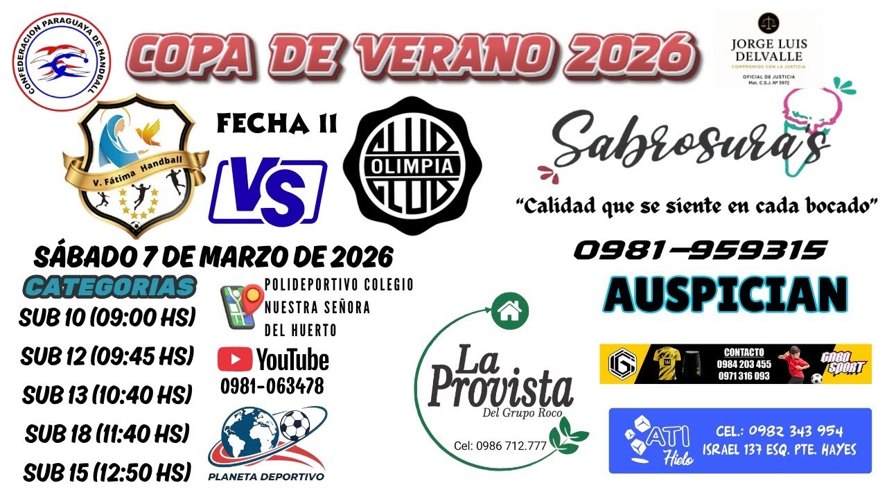 Balonmano | FÁTIMA VS OLIMPIA | Menores Sub 13 | Fecha 11 | Metropolitano de Verano 2026
