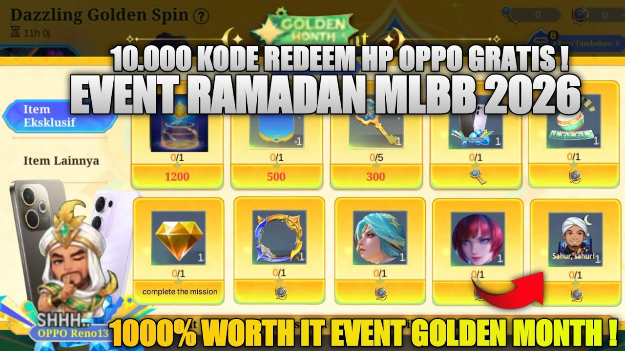 MLBB GOLDEN MONTH!! Event Golden Month Skin Hanabi Ramadan Hp Oppo Gratisan | GOLDEN MONTH MLBB 2026