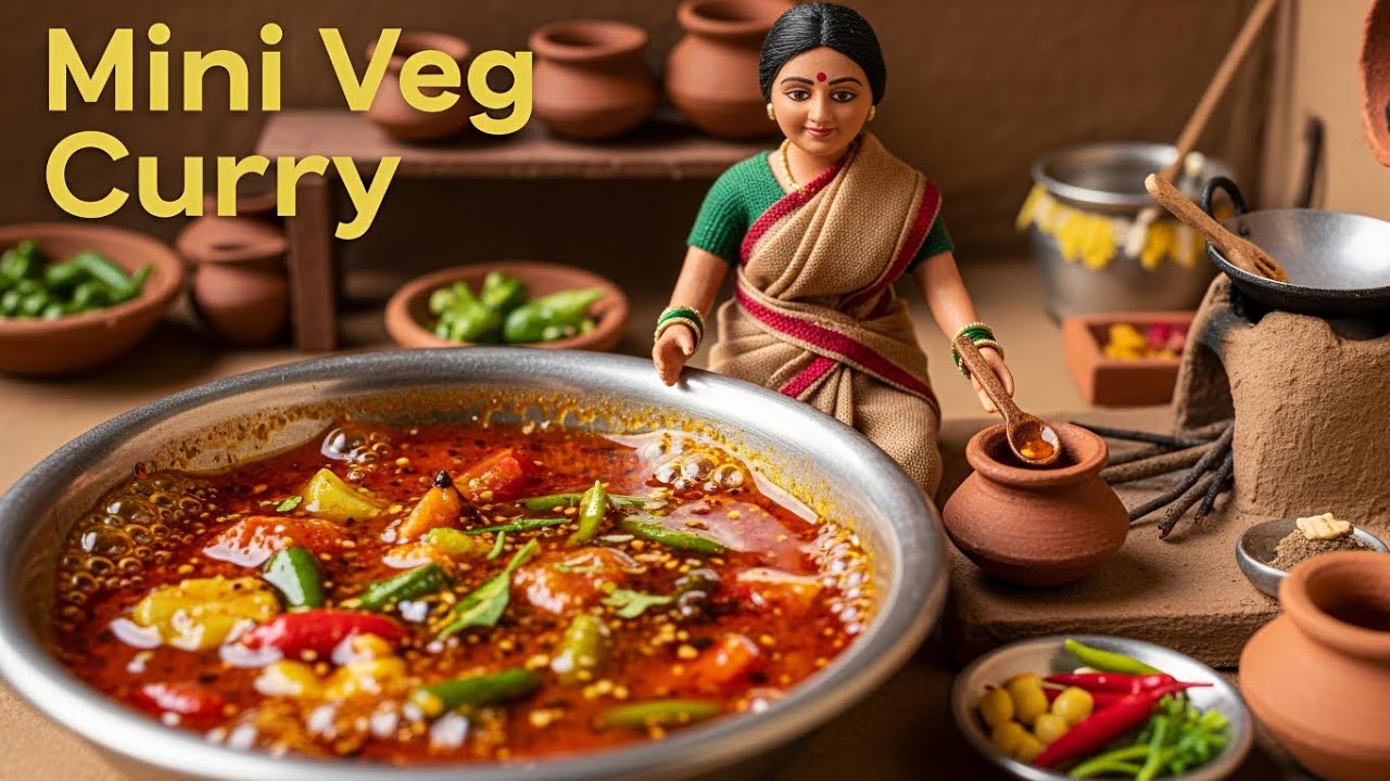 Miniature Dool Vegetables Cooking | Fresh Vegetable Cooking ASMR | Indian Village Life