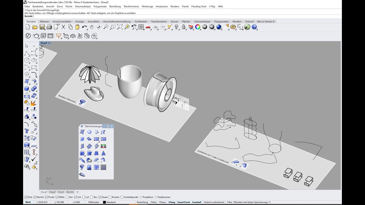 Rhino 3d - Fl&auml;chen Erstellungsmethoden 1