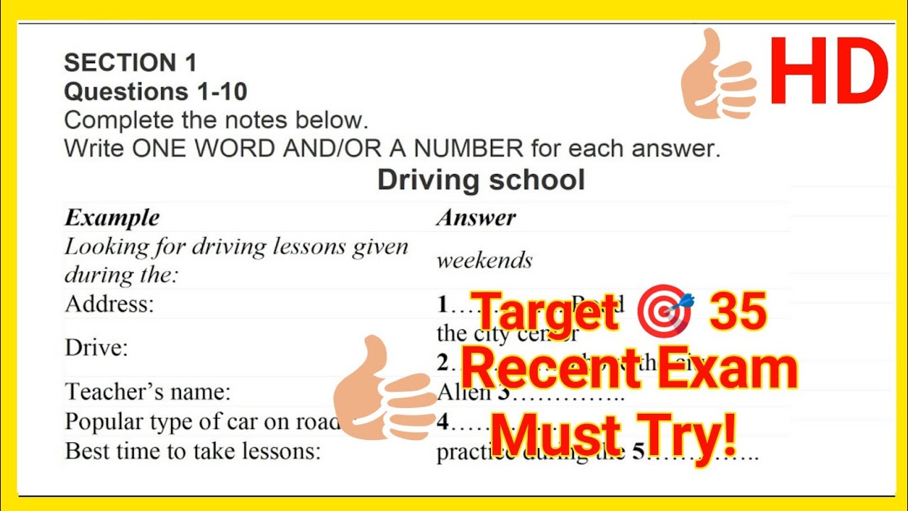 Driving School listening IELTS  | IELTS listening practice test | IELTS Listening