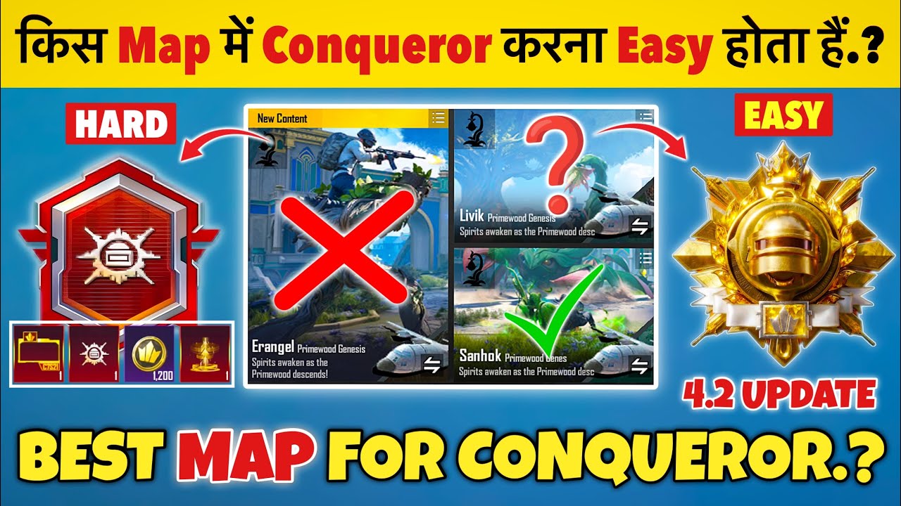 🧐WHICH IS THE BEST MAP FOR CONQUEROR PUSH⁉️| BGMI/PUBG 4.2 UPDATE CONQUEROR RANKPUSH TIPS & TRICKS✅ 