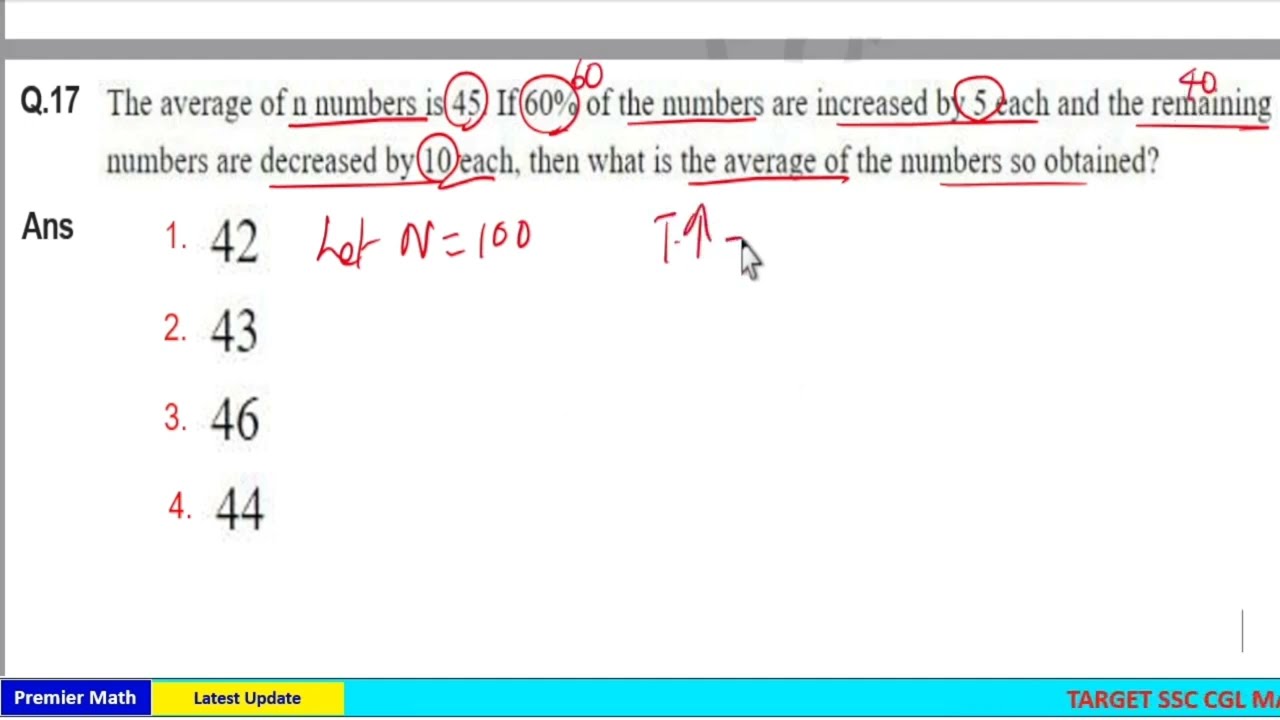 The average of n numbers is 45 #ssc