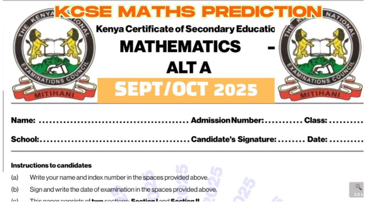 𝐊𝐀𝐋𝐀 𝐌𝐚𝐭𝐡𝐞𝐦𝐚𝐭𝐢𝐜𝐬 𝐏𝐚𝐩𝐞𝐫 𝟏 𝐒𝐞𝐜𝐭𝐢𝐨𝐧 II | 𝐊𝐂𝐒𝐄 𝐌𝐚𝐭𝐡𝐬 𝟐𝟎𝟐𝟓 𝐑𝐞𝐯𝐢𝐬𝐢𝐨𝐧 & 𝐖𝐨𝐫𝐤𝐞𝐝 𝐒𝐨𝐥𝐮𝐭𝐢𝐨𝐧𝐬