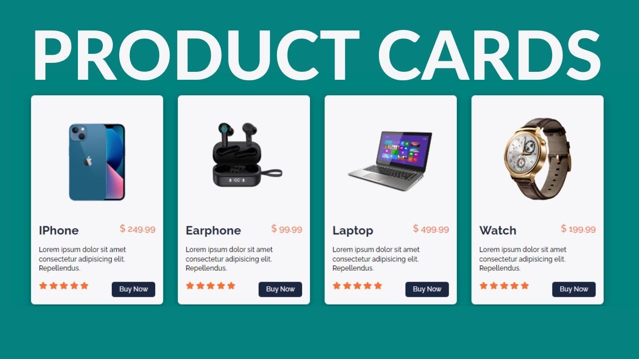 Create Product Card using HTML & CSS || Responsive Product Cards Design