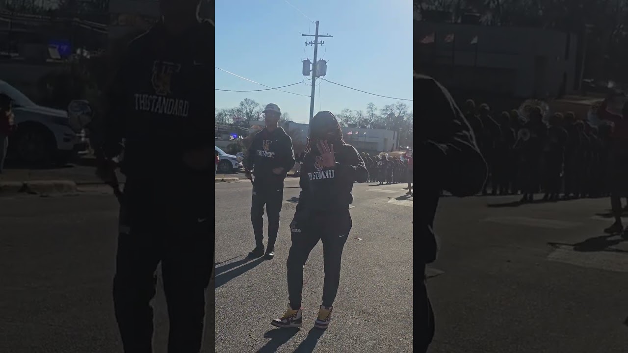 Marching Crimson Pipers in Tuskegee Mardi Gras 