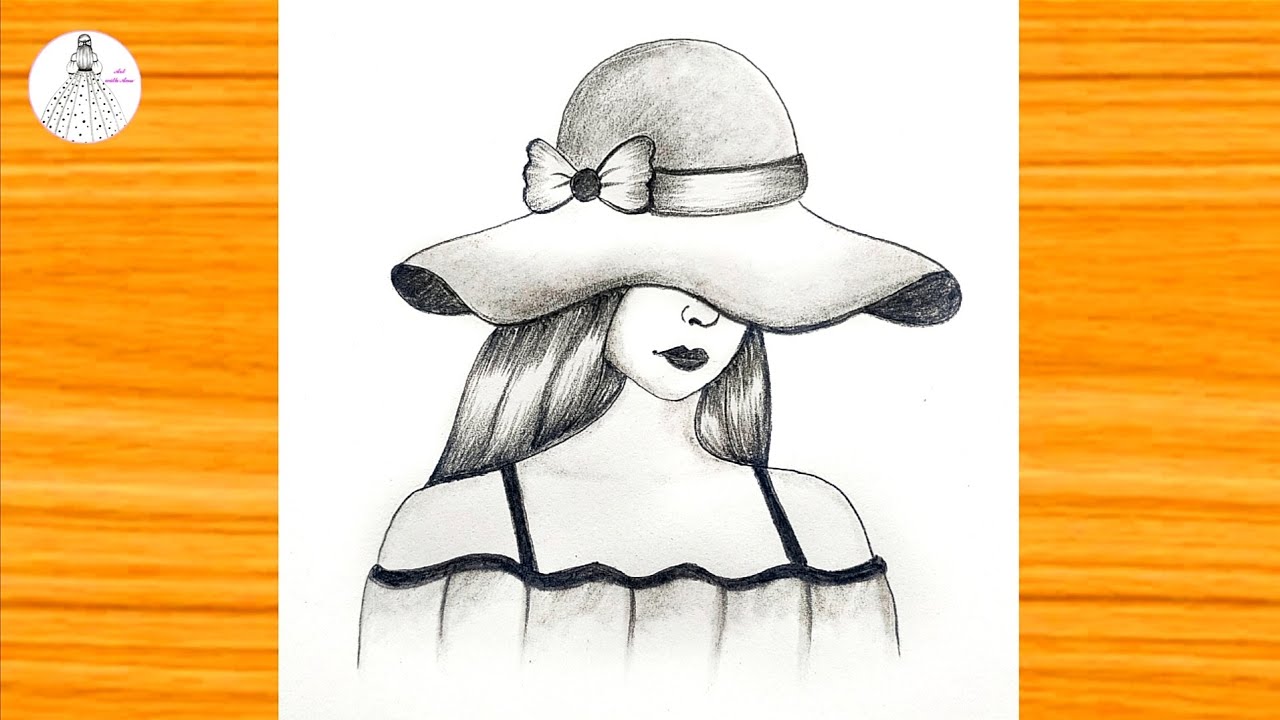 How to draw a girl with hat|girl wearing hat on head|how to draw a beautiful girl
