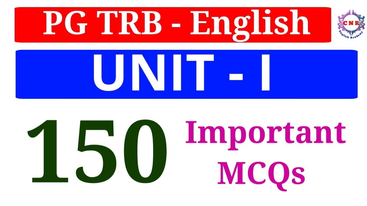 PG TRB English | 2025 | UNIT I | 150 | Important MCQs