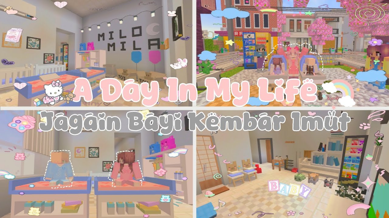 ॢ.દᵕ̈૩🍼 A Day In My Life || Jagain Anak Kembar Tante Imut Dan Seru 🧸🎀 #minecraft #kawaiiworld #fyp 