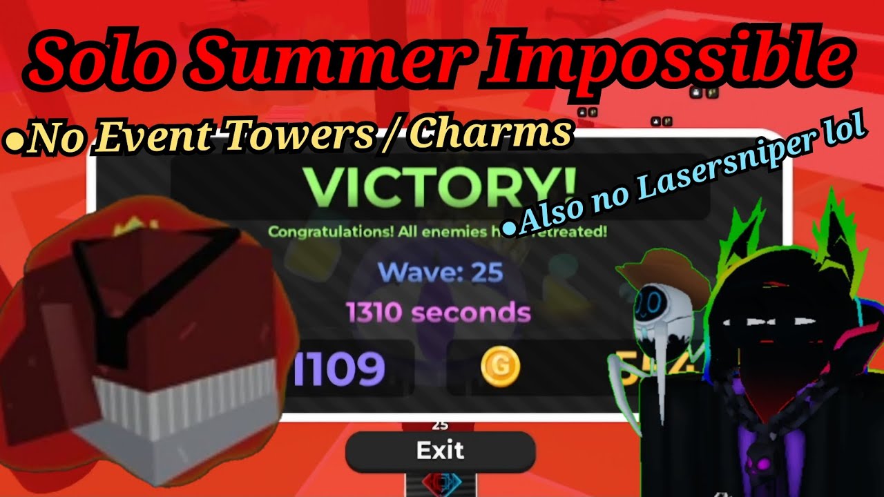 Solo Summer Impossible (No Event Towers/Charms) Roblox Geometry Defense