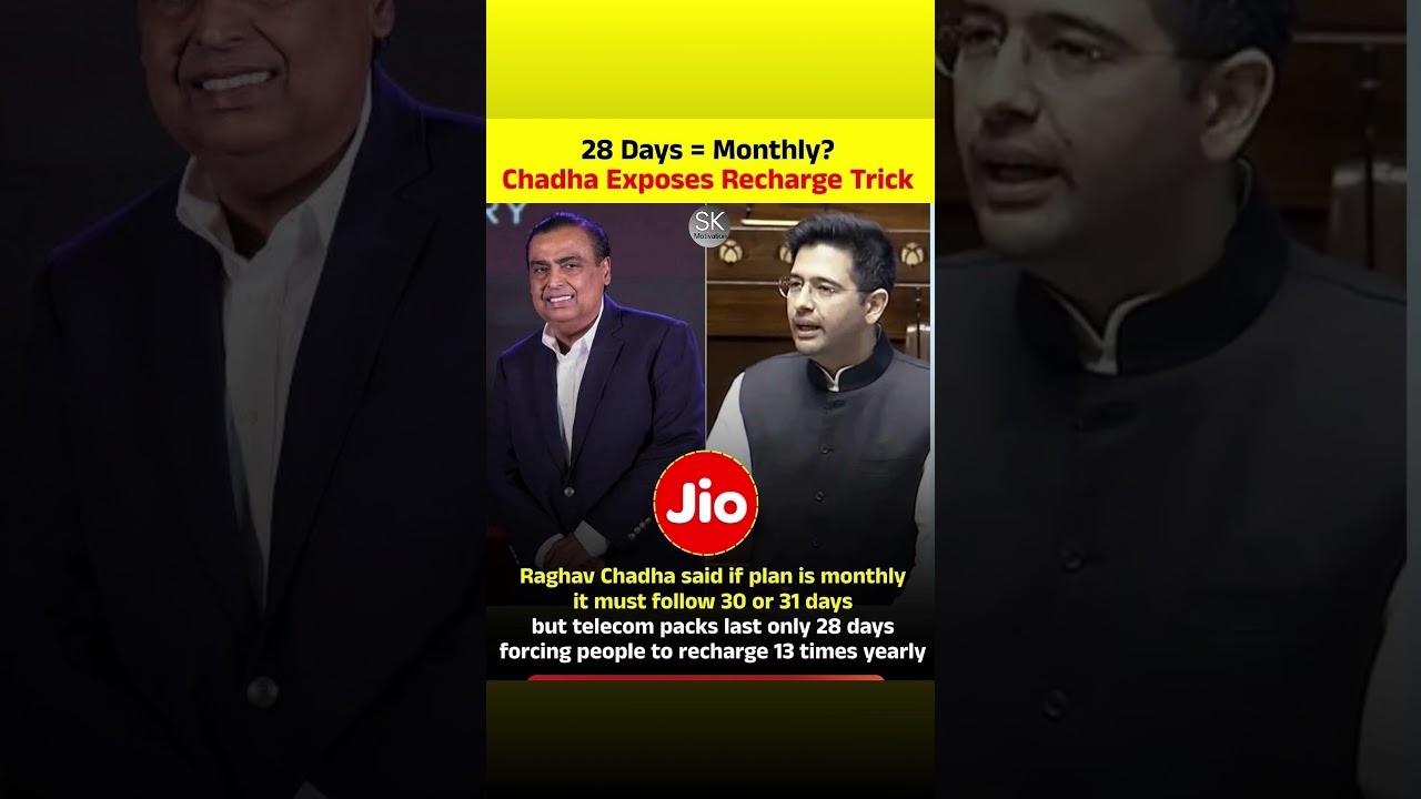 AAP MP Raghav Chadha raised concerns about prepaid telecom plans that are marketed as monthly but