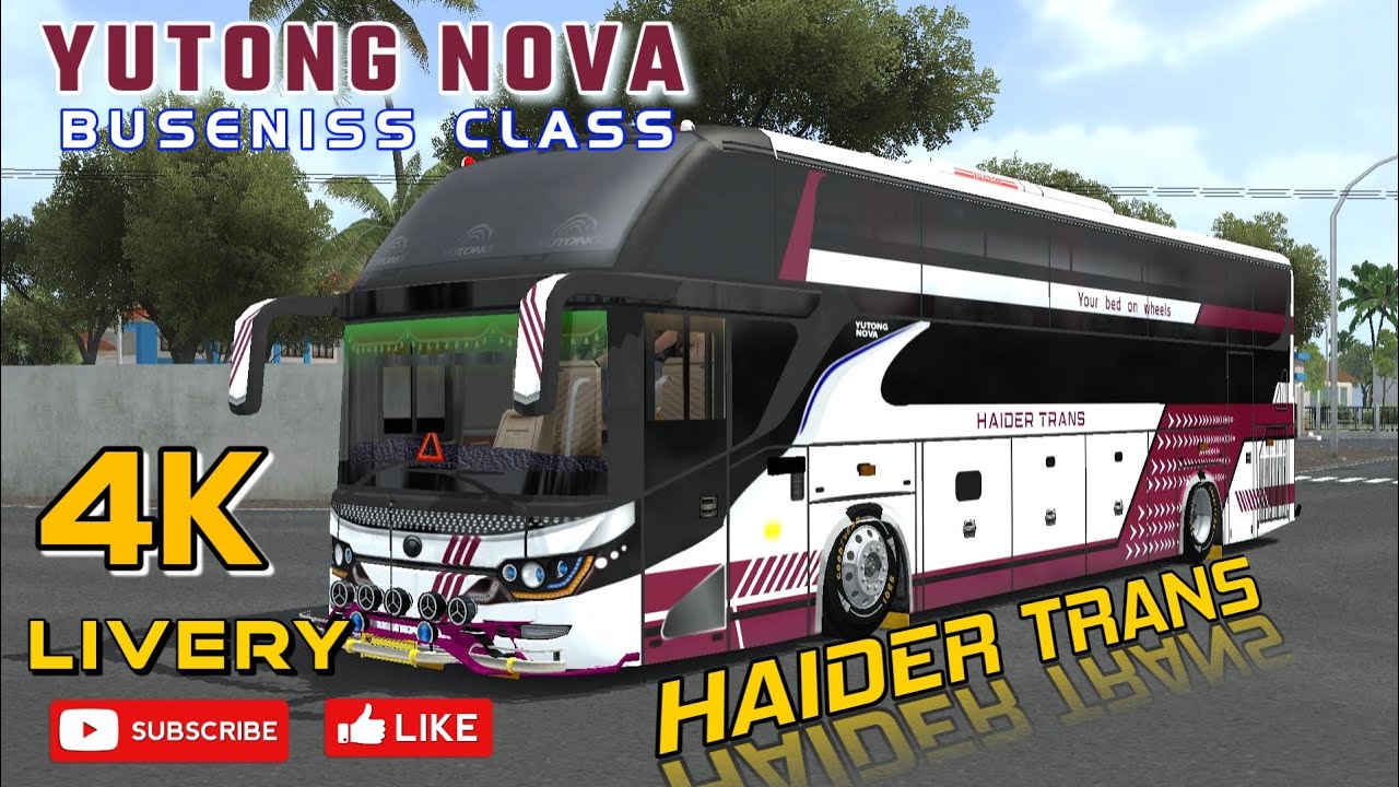 NEW SLEEPER NOVA HAIDER TRANS 4K LIVERY FOR SRIKANDI BUS | PAKISTANI BUS GAME INDONESIA BUSSID