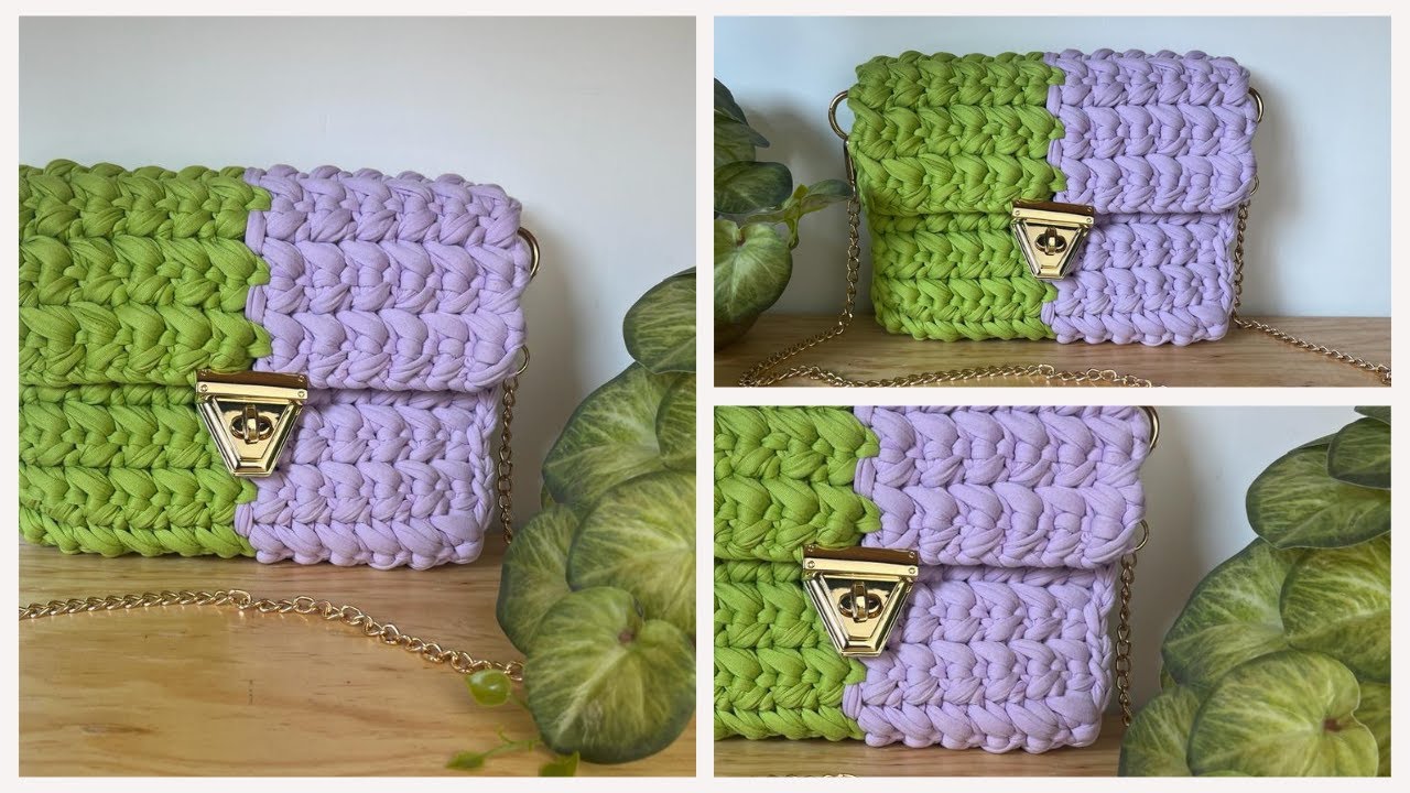 Bolsa Bicolor Tejida a Crochet