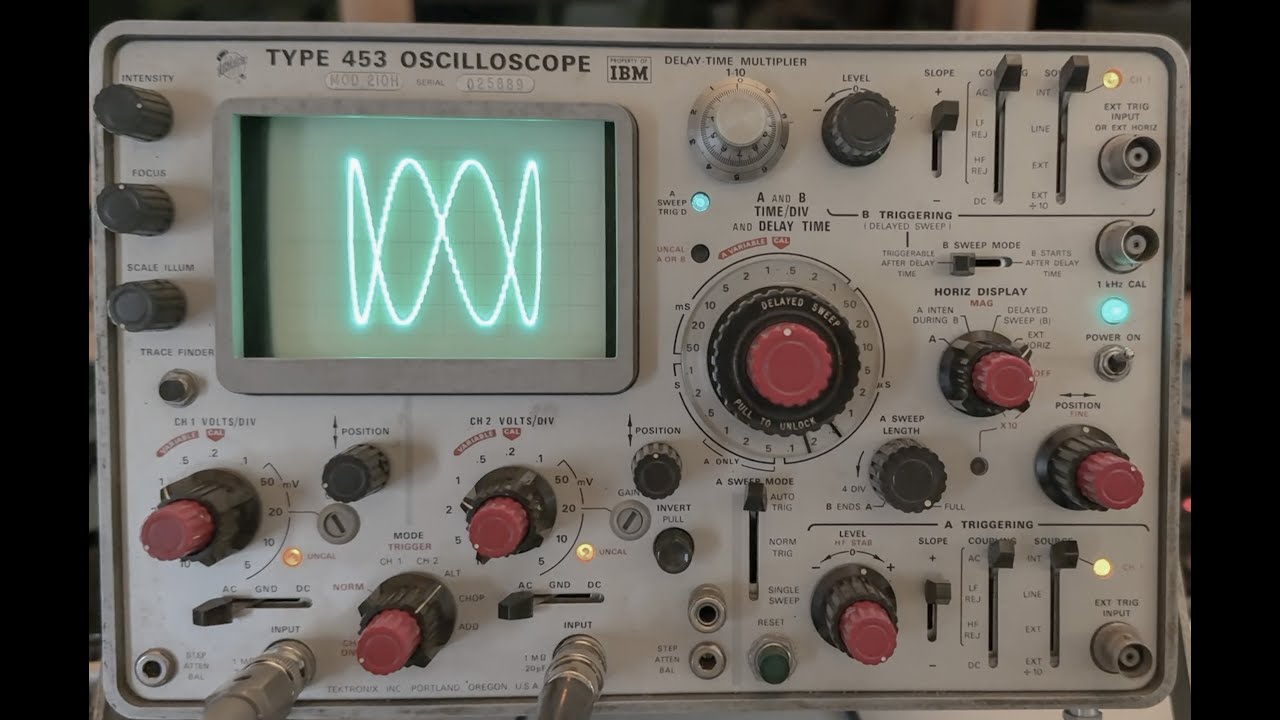 Lissajous Patterns on a Tektronix 453 Oscilloscope