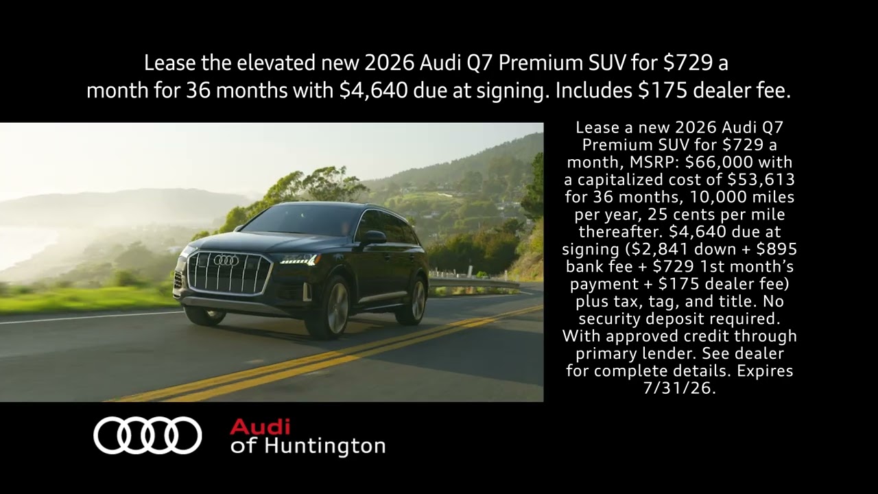New 2026 Q7 Premium SUV Summer of Audi Lease Offer