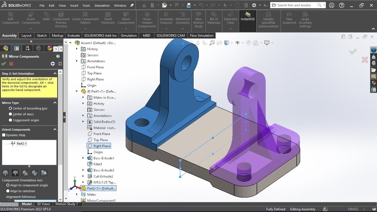 SOLIDWORKS - Mirror Part In Assembly