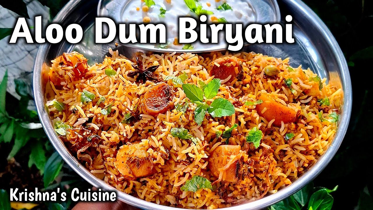 Aloo Dum Biryani Recipe || Dum Aloo Veg Biryani || Potato Dum Biryani || Krishna's Cuisine #biryani 