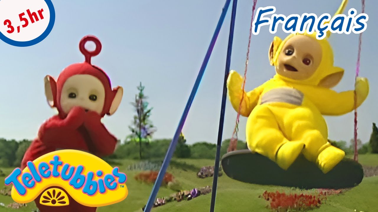 Les Teletubbies Jouent Avec des Chiens et des Balançoires