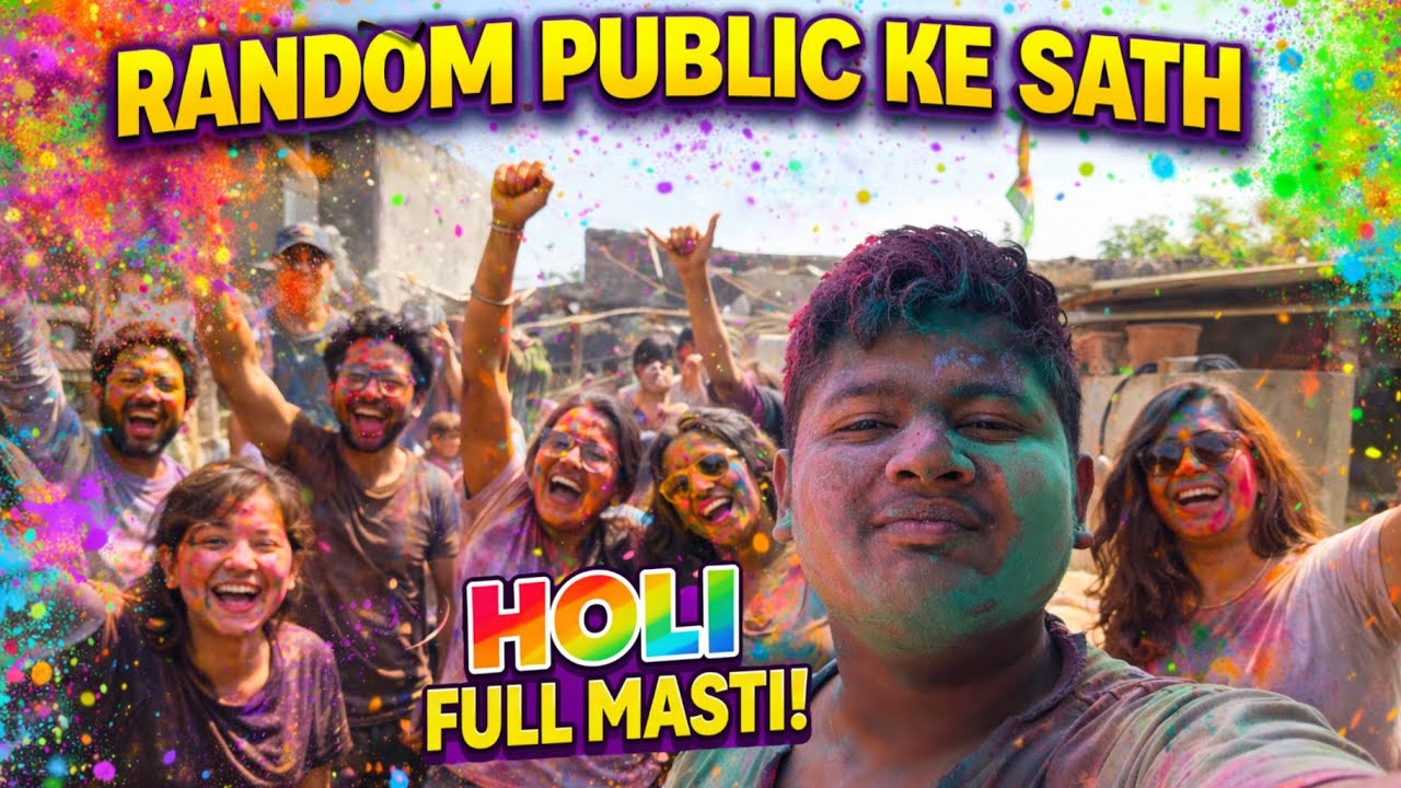 Random public ke sath Holi ki ful Masti 😱 100 day challenge vlog day 65 #vlog #happyholi 