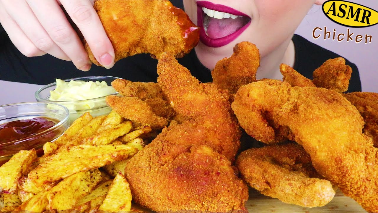 ASMR: FRIED CHICKEN WINGS & FRIES 🍗🍟 - First Video Revisit | No Talking Mukbang | Real Eating Sounds