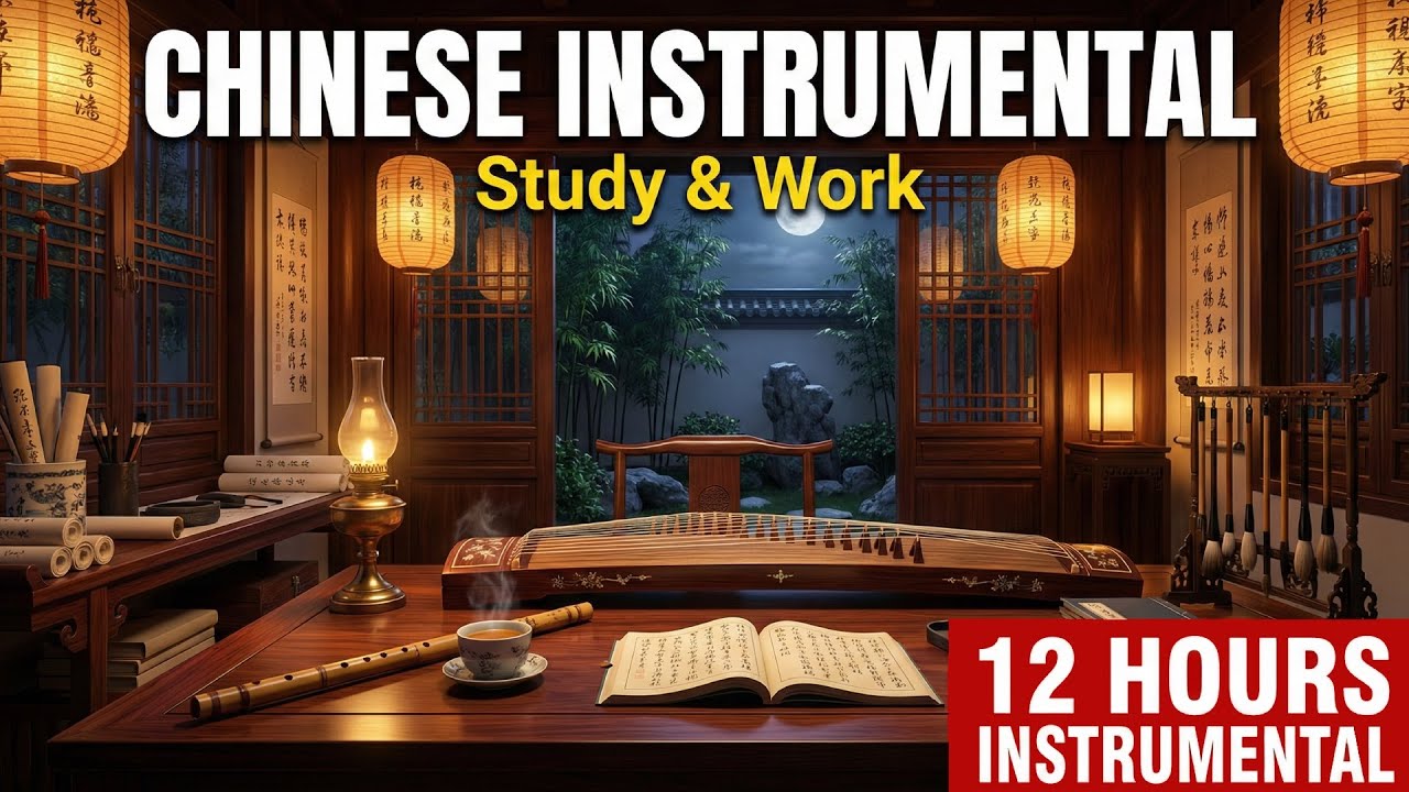 Chinese Instrumental Music Study & Work | 12 Hours Guzheng & Bamboo Flute Background Music for Focus