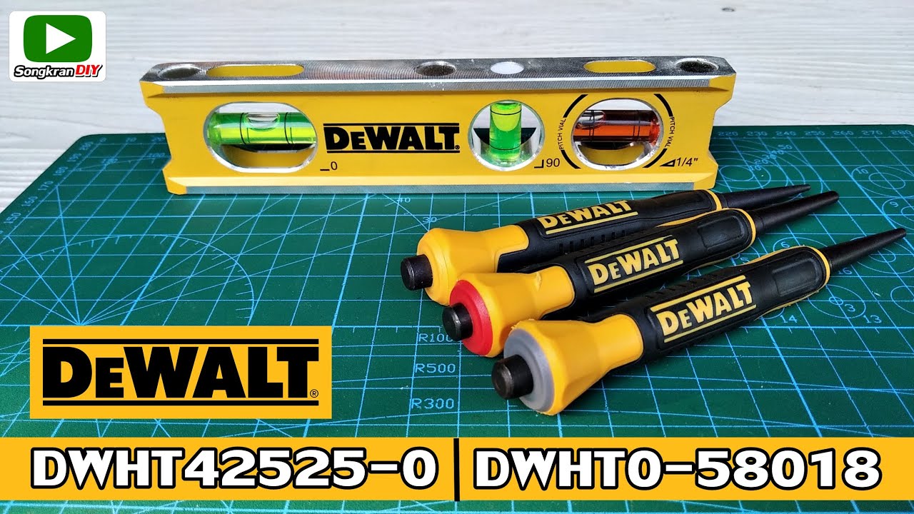 แฮนด์ทูลจาก DEWALT / ระดับน้ำ DWHT42525-0  และ ชุดตัวนำตะปู DWHT0-58018  (DEWALT Hand Tools)