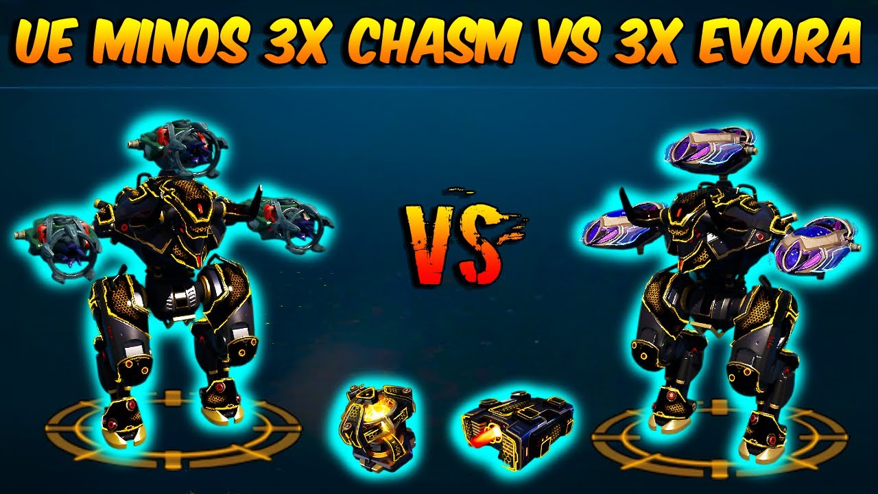 War Robots : Ue Minos 3X Chasm vs 3X Evora, which weapon is best? #warrobots