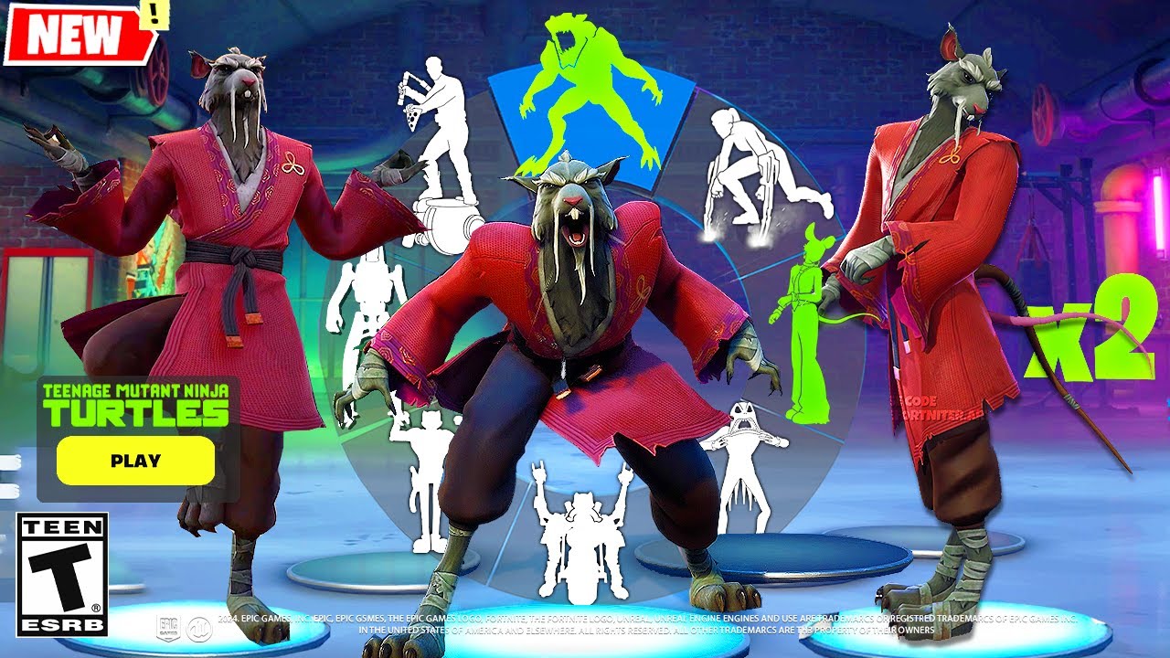 SPLINTER Fortnite doing all Built-In Emotes and Funny Dances シ