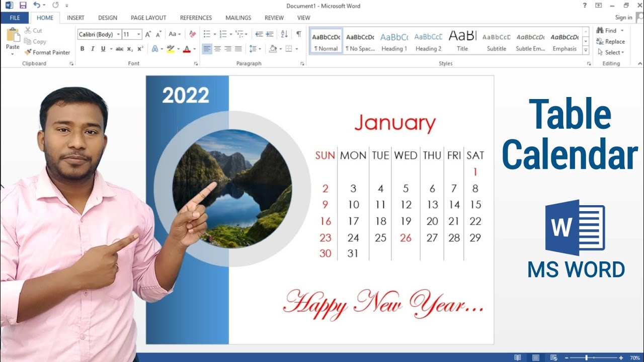 How to Design a Table Calendar in Microsoft Word | Desk Calendar Design in MS Word