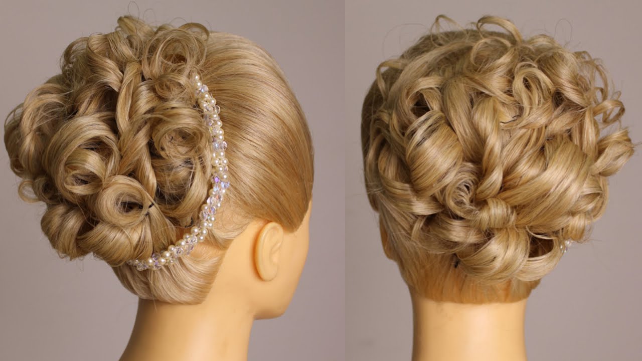 Simple Curls Bun Hairstyle Medium Hair