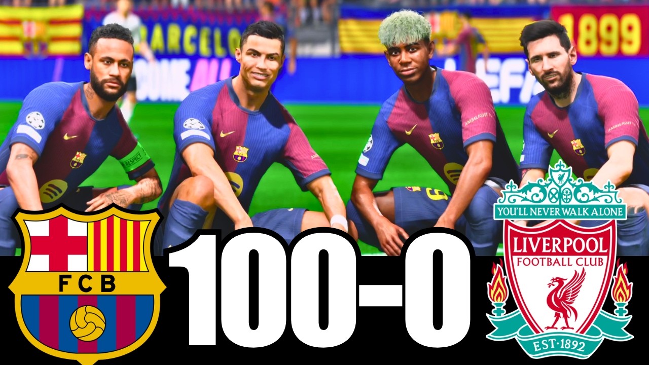 FC 25 -MESSI RONALDO NEYMAR & MBAPPE | ALL STARS | FC BARCELONA 100-0 LIVERPOOL
